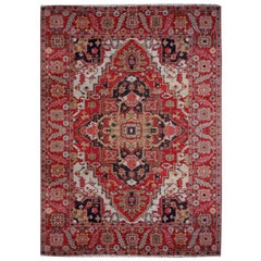 Heriz Style Azeri Rug Large Vintage Area Carpet