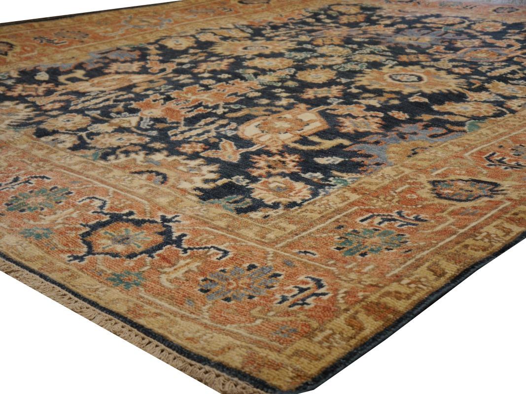 Heriz Rug Hand Knotted Low Wool Pile Vintage Look Djoharian Collection For Sale 3