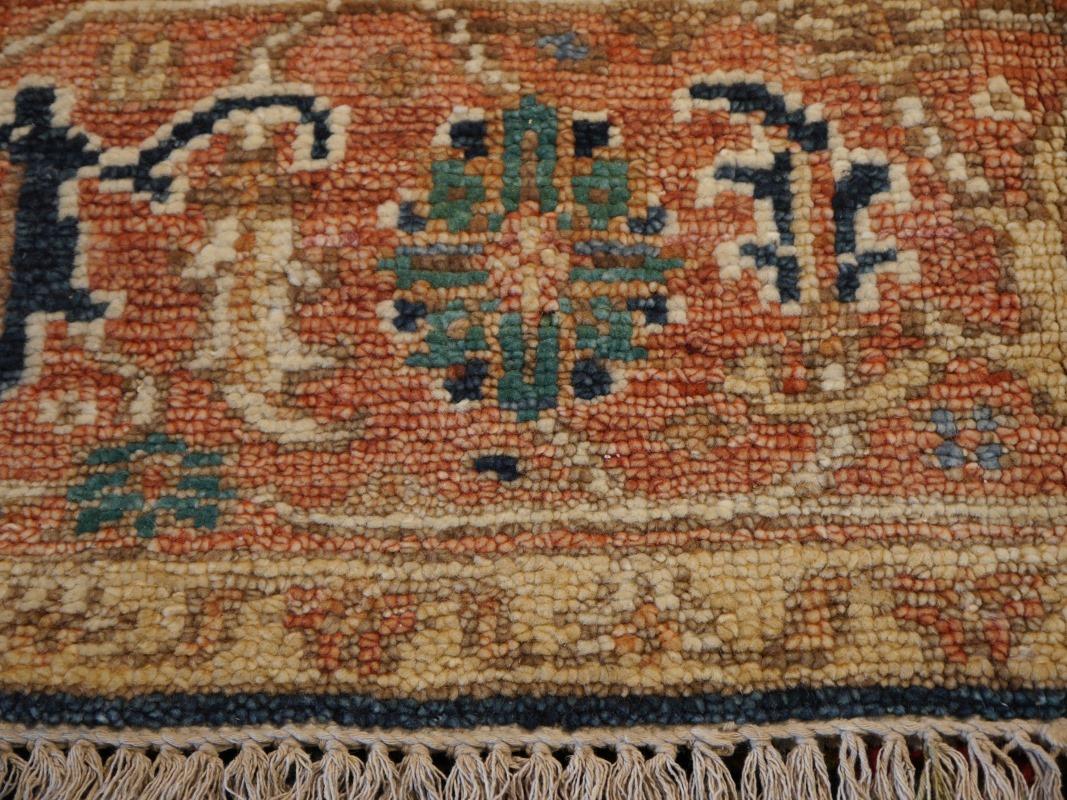 Heriz Rug Hand Knotted Low Wool Pile Vintage Look Djoharian Collection For Sale 4