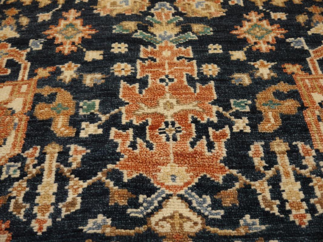 Heriz Rug Hand Knotted Low Wool Pile Vintage Look Djoharian Collection For Sale 5