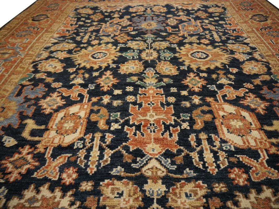 Heriz Rug Hand Knotted Low Wool Pile Vintage Look Djoharian Collection For Sale 6