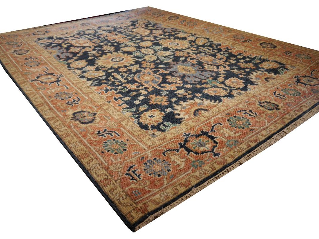 Handgeknüpfter Djoharian-Teppich mit niedrigem Wollflor im Vintage-Look, 8 x 10 Fuß (Heriz Serapi) im Angebot