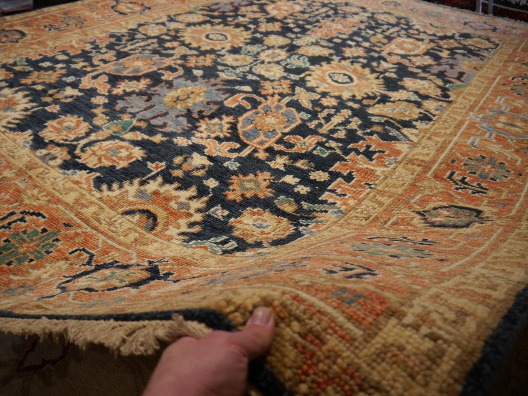 Hand-Knotted Heriz Rug Hand Knotted Low Wool Pile Vintage Look Djoharian Collection For Sale