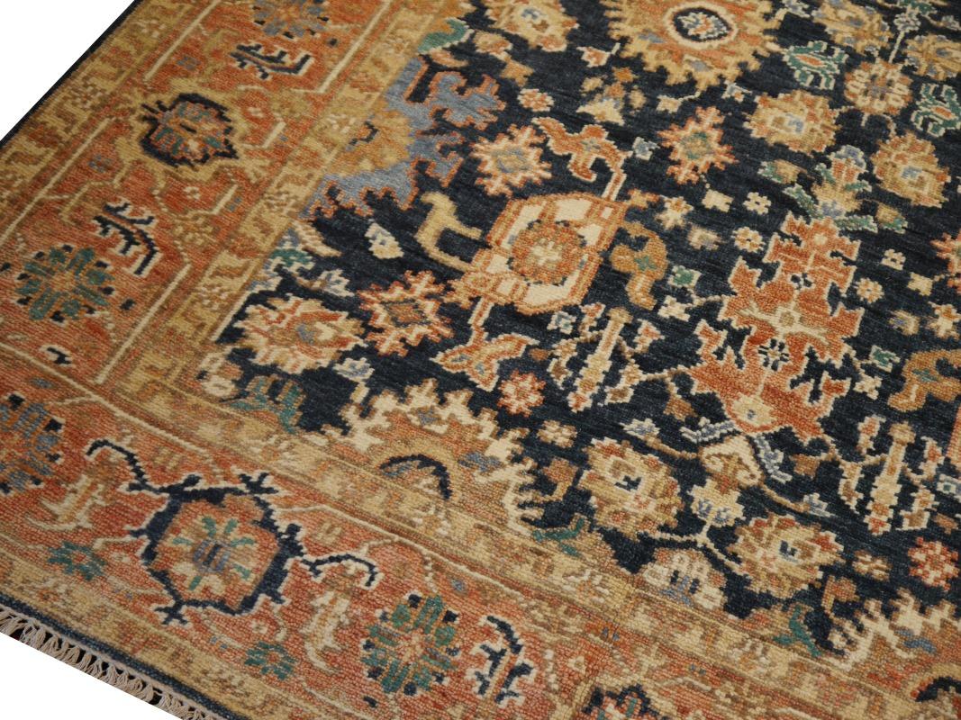Heriz Rug Hand Knotted Low Wool Pile Vintage Look Djoharian Collection For Sale 1