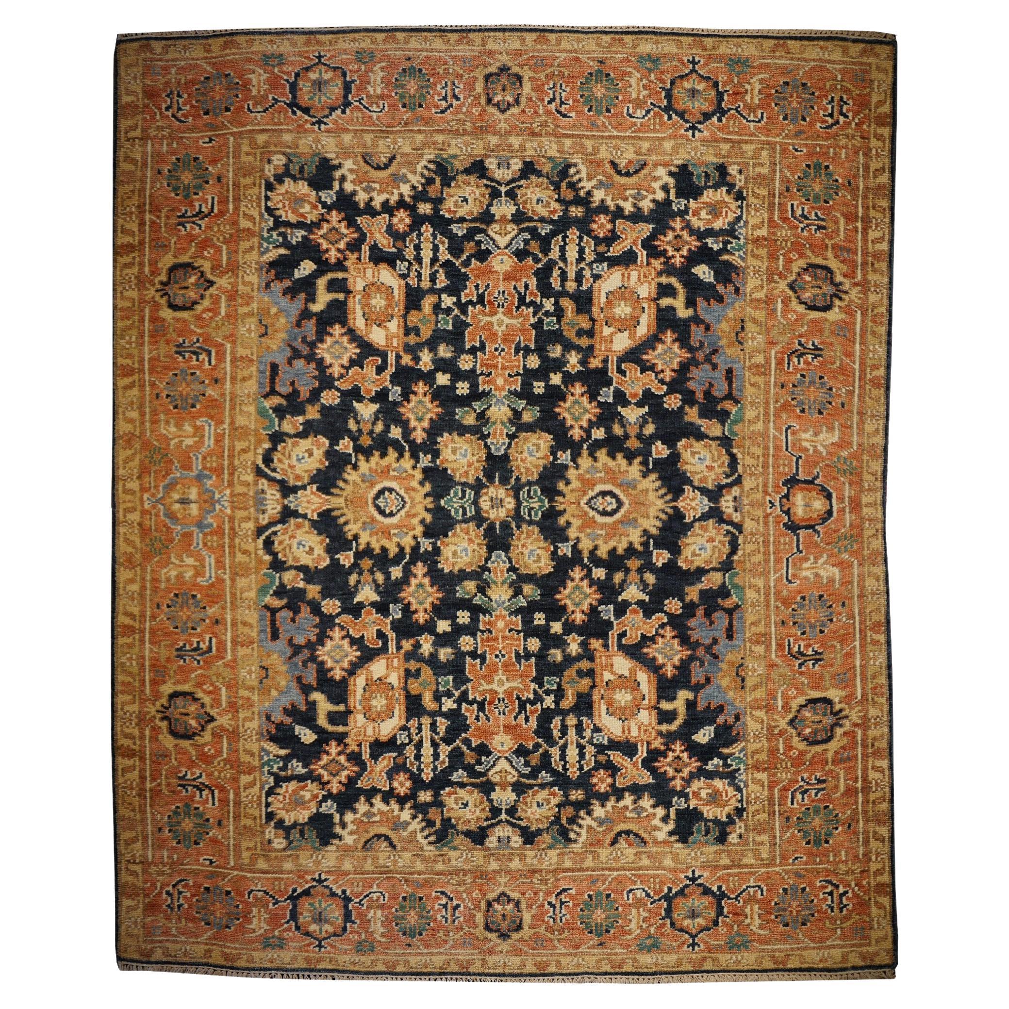 Heriz Rug Hand Knotted Low Wool Pile Vintage Look Djoharian Collection