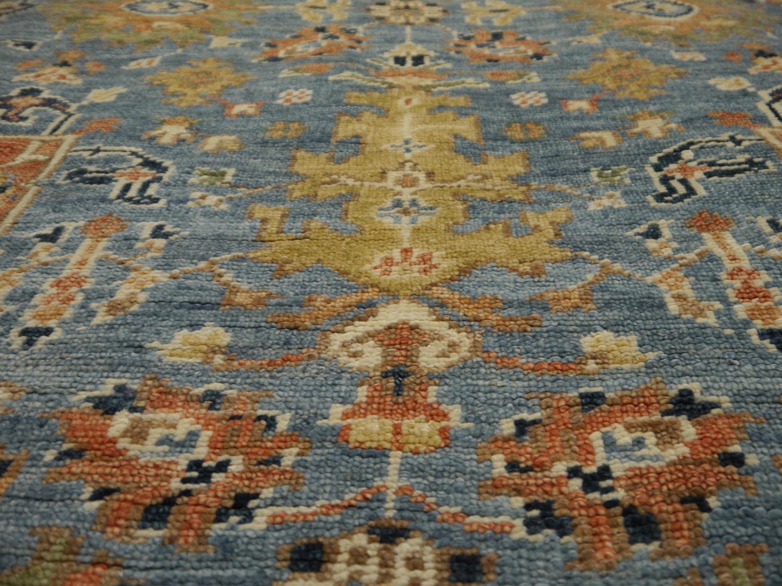 Handgeknüpfter Heriz-Teppich mit niedrigem Wollflor im Vintage-Look 8 x 10 Fuß aus Indien im Angebot 10