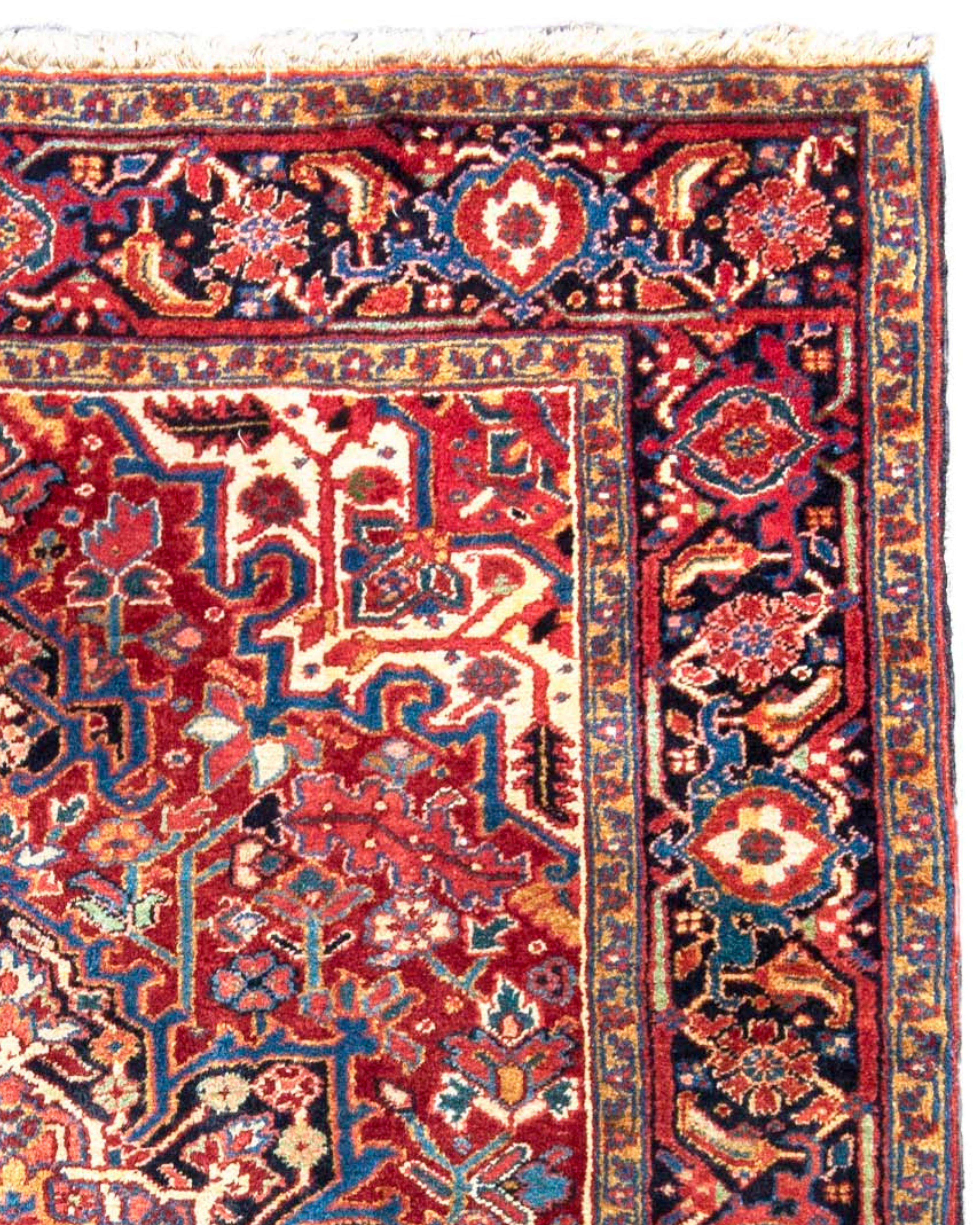 Heriz Rug, Mid-20th Century

Heriz rugs and carpets were woven in Northwest Persia starting in the mid 19th century in response to a great increase in demand for rugs internationally. Prior to that, there were not rugs woven (in Persia) for export