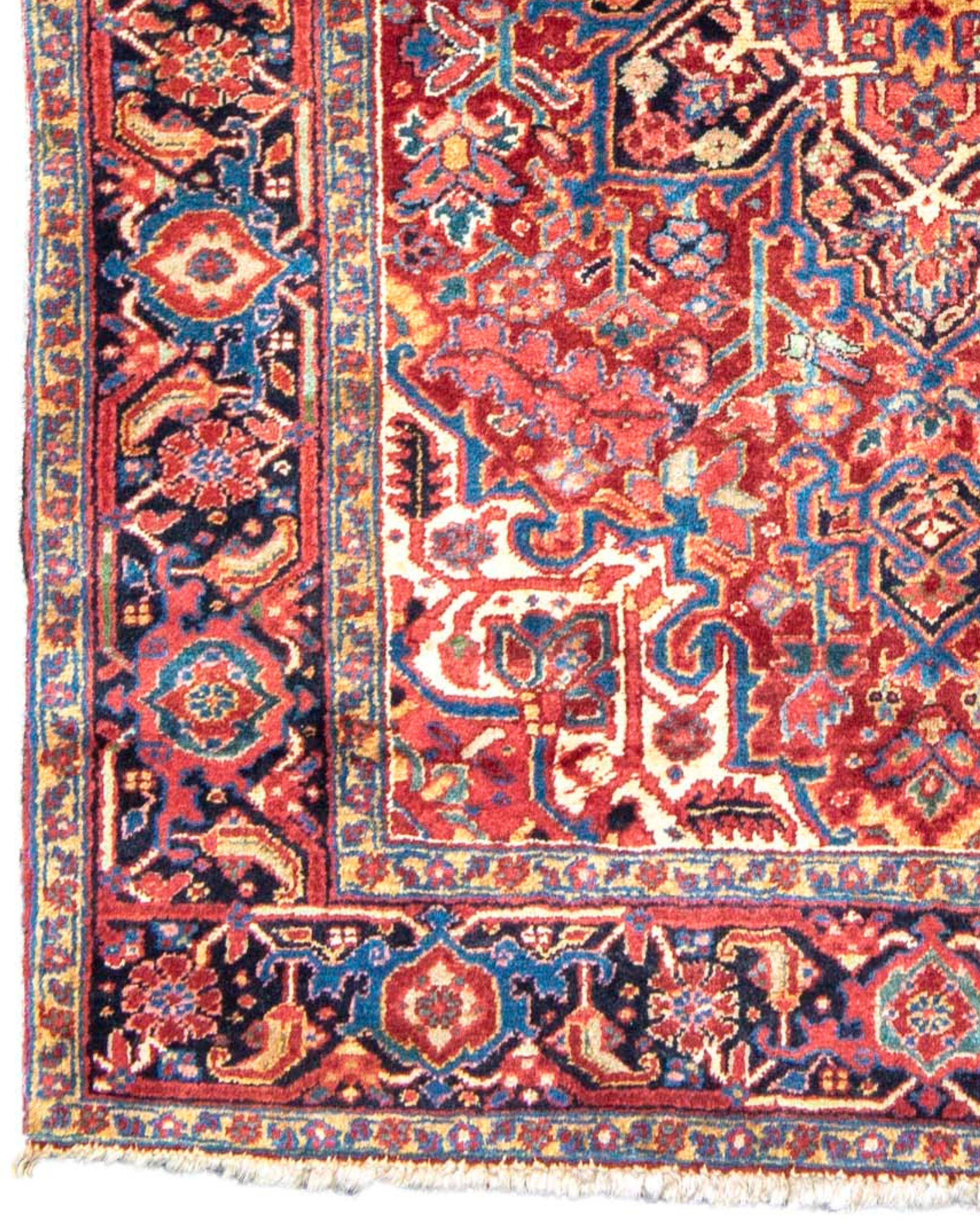 Hand-Knotted Heriz Rug, Mid-20th Century For Sale
