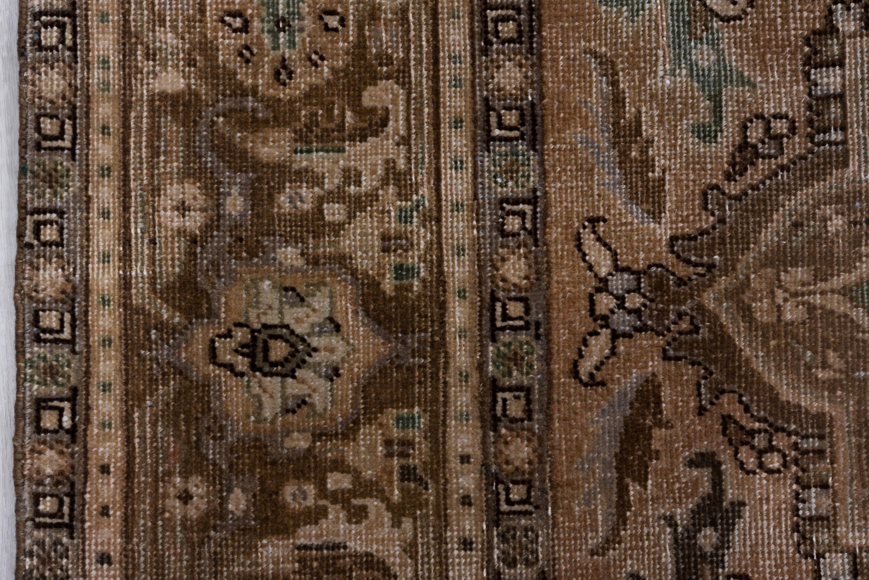 20th Century Heriz Rug Soft Earth Tones with Central Medallion For Sale