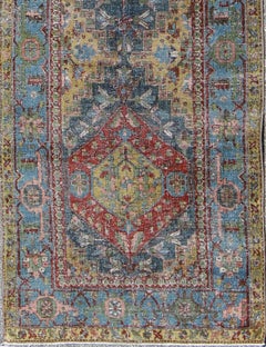 Heriz Runner Antique Persian with Three Sub-Geometric Medallions, circa 1920