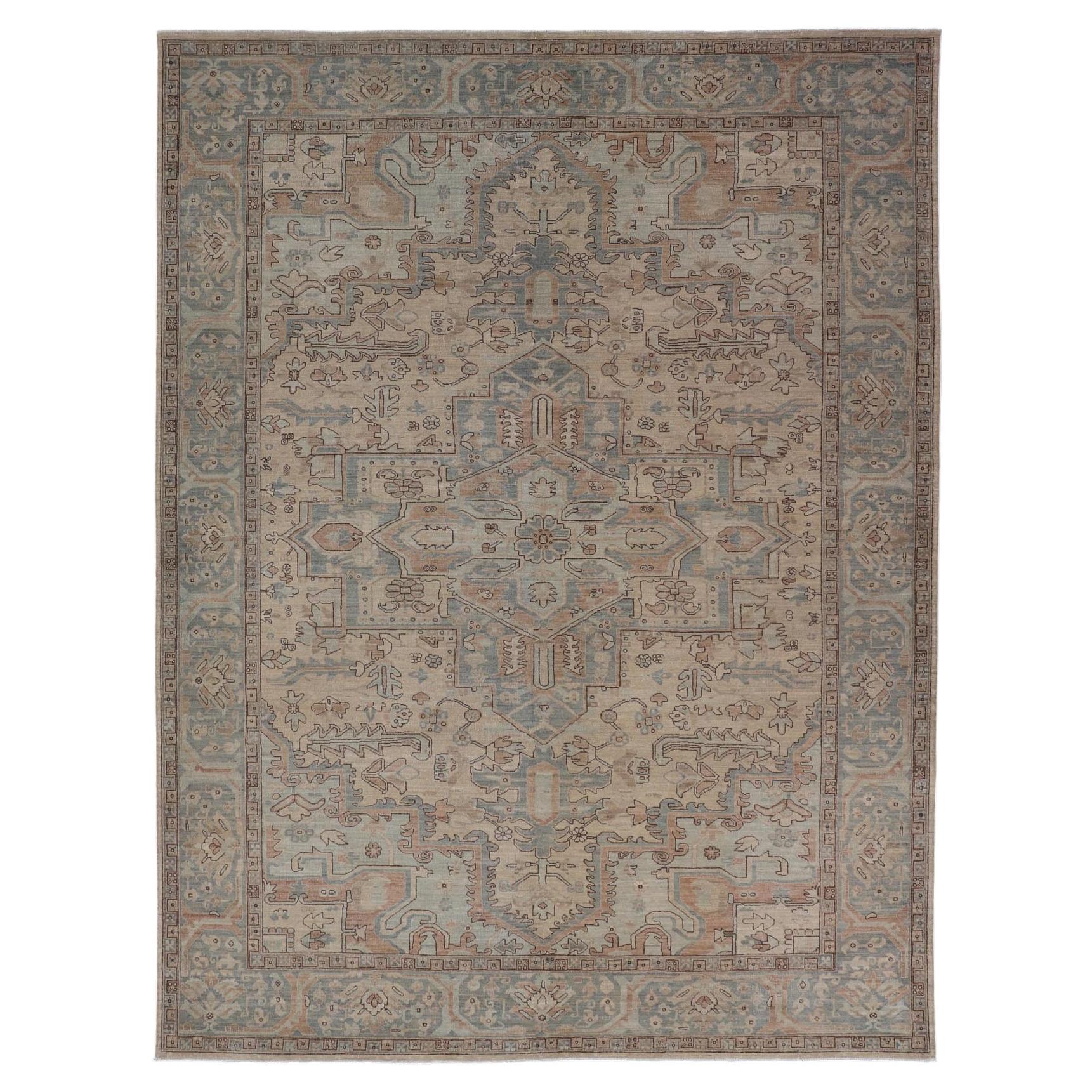 Heriz-Serapi Design Rug by Keivan Woven Arts 9'10 x 13'6 For Sale