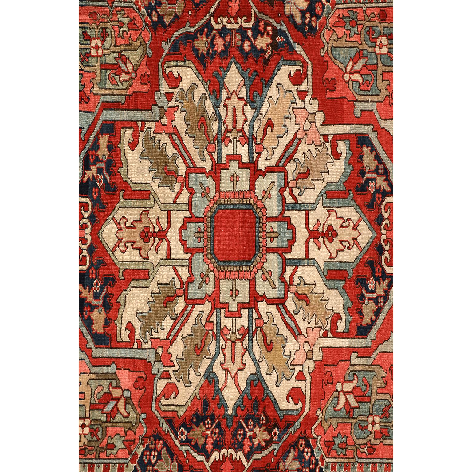 Antiker Heriz Serapi Perserteppich aus Wolle, 12' x 19' im Zustand „Gut“ im Angebot in New York, NY
