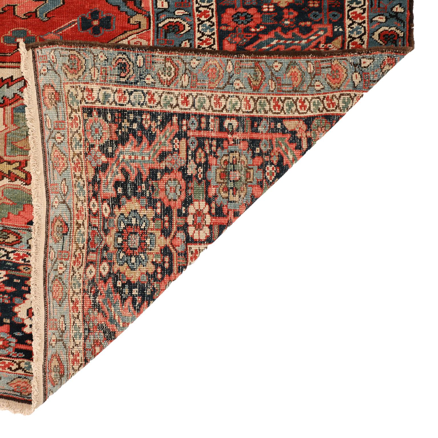 Antique Wool Heriz Serapi Persian Rug, 12’ x 19’ For Sale 2