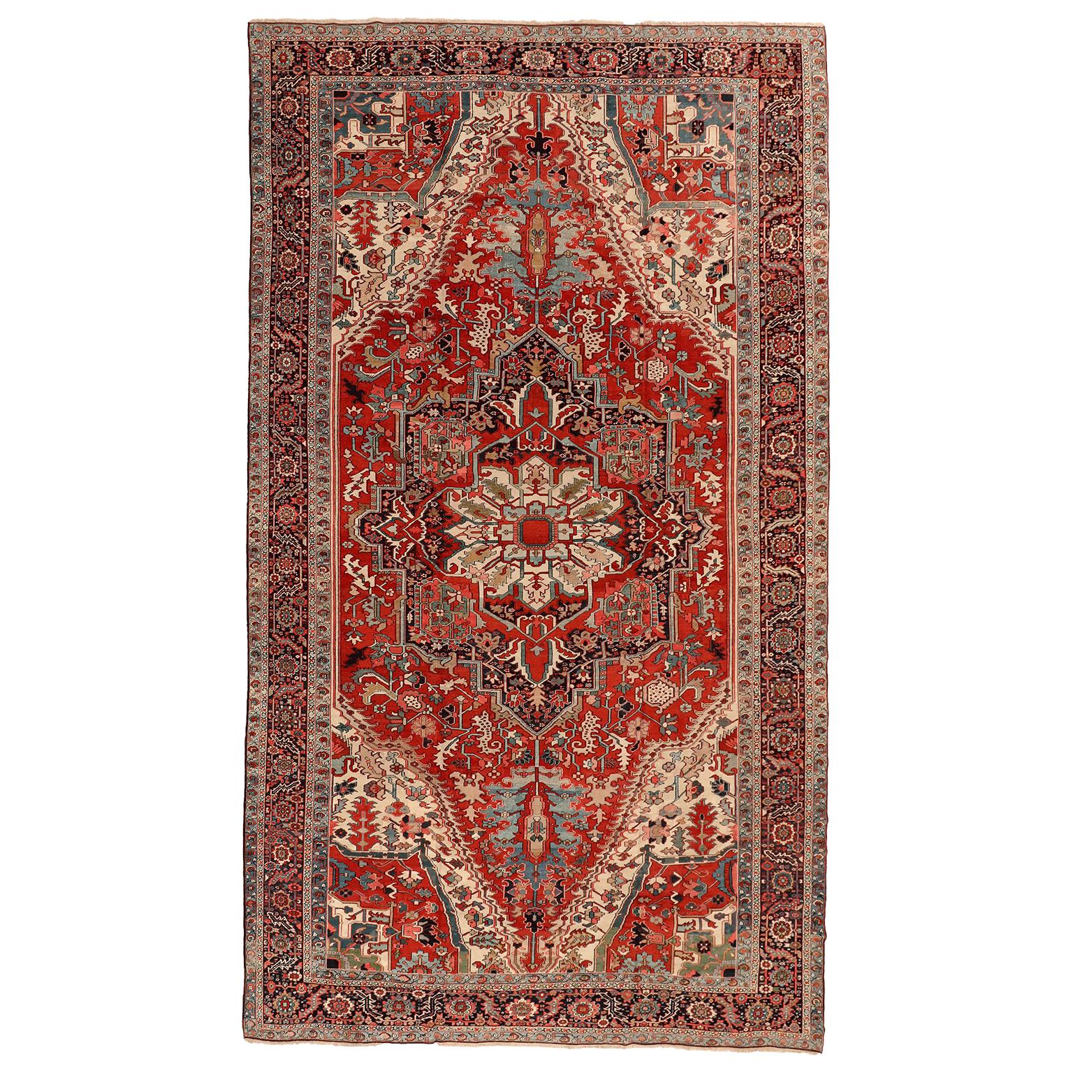 Antique Wool Heriz Serapi Persian Rug, 12’ x 19’
