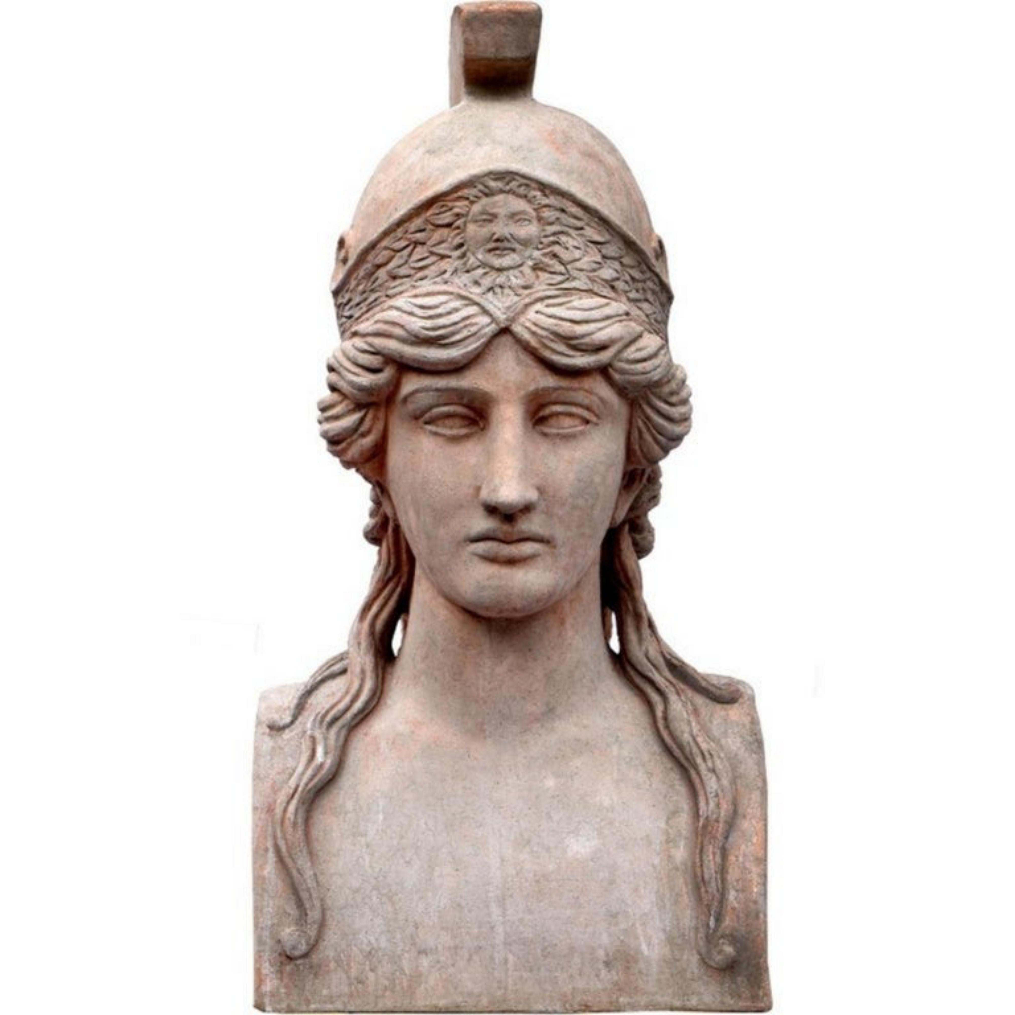 Hand-Crafted Herm in Terracotta of the Athena of the National Museum of Naples Early 20th Cen For Sale