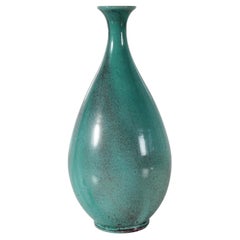 Herman A. Kähler Art Deco Vase with Speckled Turquoise Glaze, HAK Denmark 1930s