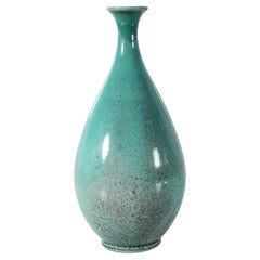 Herman A. Kähler Art Deco Vase with Speckled Turquoise Glaze, HAK Denmark 1930s