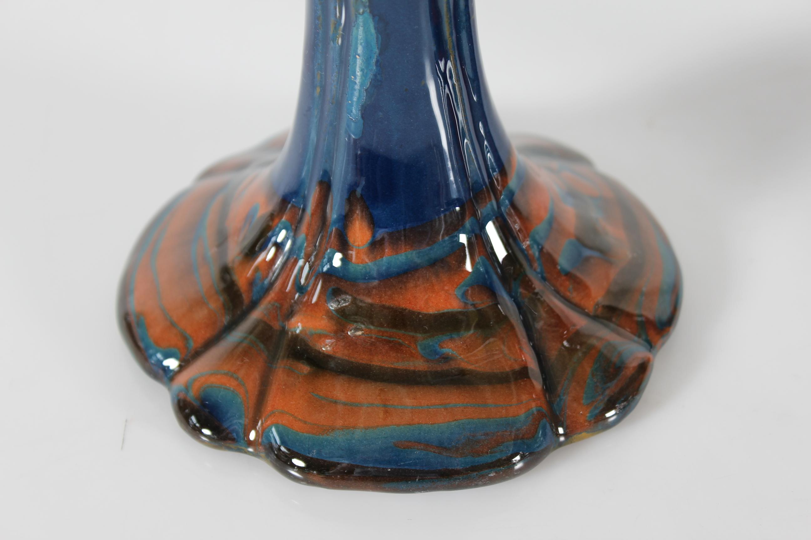 Smaltato Herman A. Kähler Candelieri Art Nouveau di Signe Steffensen Danimarca 1920 ca. in vendita