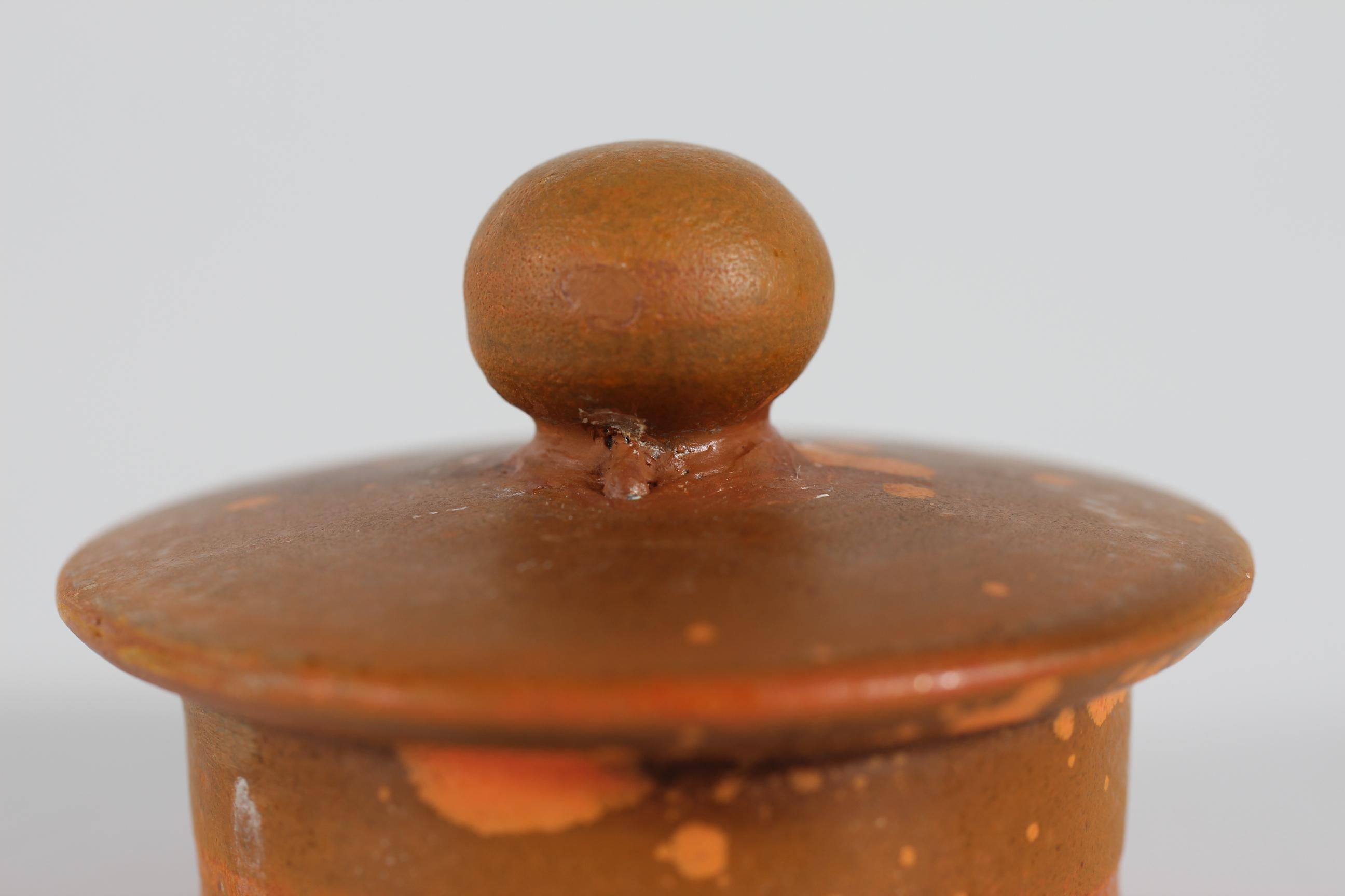 Glazed Herman A. Kähler Coffee Pot with Orange Uranium Glaze by Nils Kähler, DK, 1930s