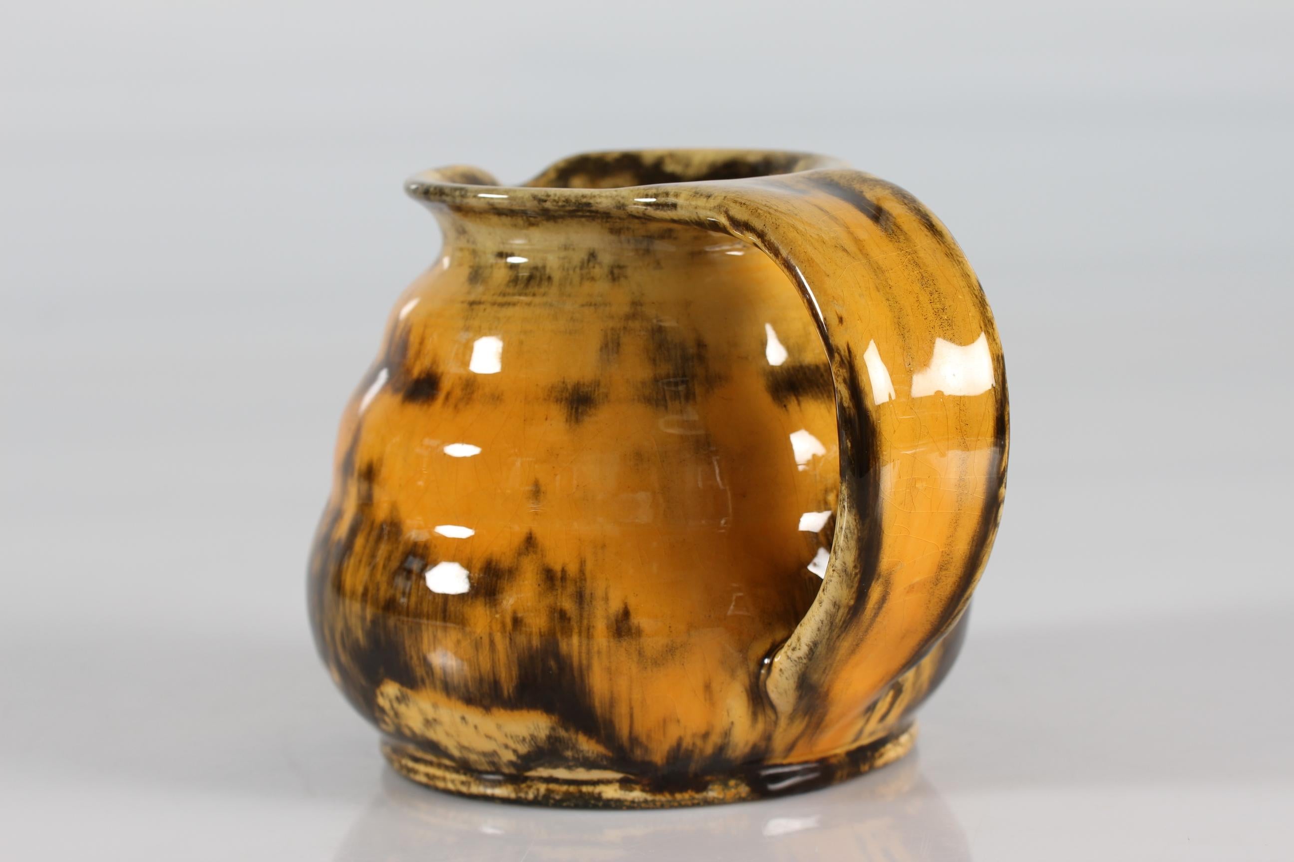 Glazed Herman A. Kähler Jug/Pitcher with Uranium Glaze by Nils Kähler, DK, 1930s-1940s