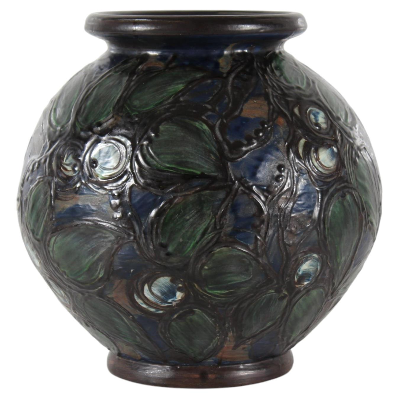 Herman A. Kähler LARGE HAK Ball Shaped Floor Vase Denmark Early 20th Century