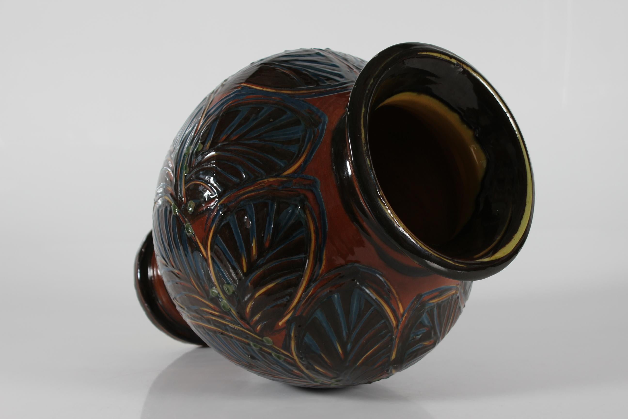 Art nouveau Herman A. Kähler LARGE Vase de sol HAK Danemark Début du 20e siècle en vente