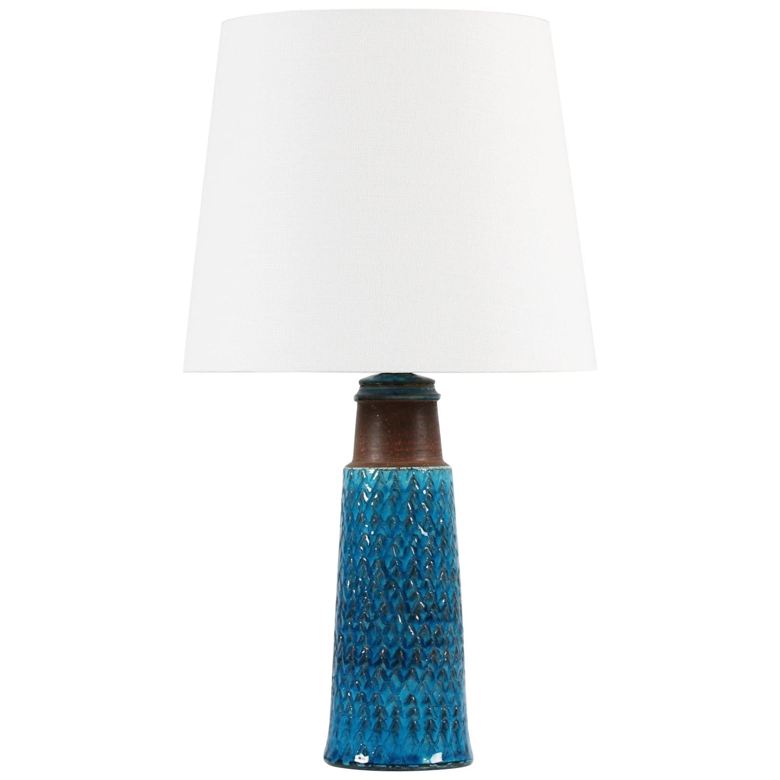 Herman A Kähler Small Table Lamp with Turquoise Glaze Made in Denmark Midcentury