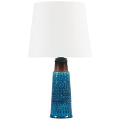 Herman A Kähler Small Table Lamp with Turquoise Glaze Made in Denmark Midcentury