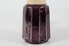 Herman A. Kähler Table Lamp with Dark Purple Glaze and New Shade Denmark 1960s