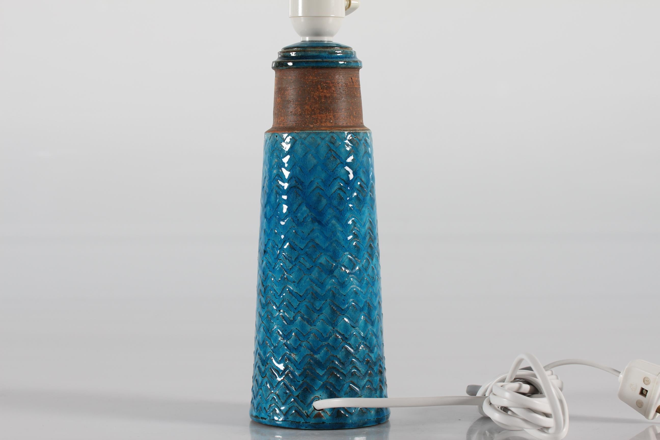 Herman a Kähler Table Lamp with Turquoise Glaze Made in Denmark Mid-Century 2