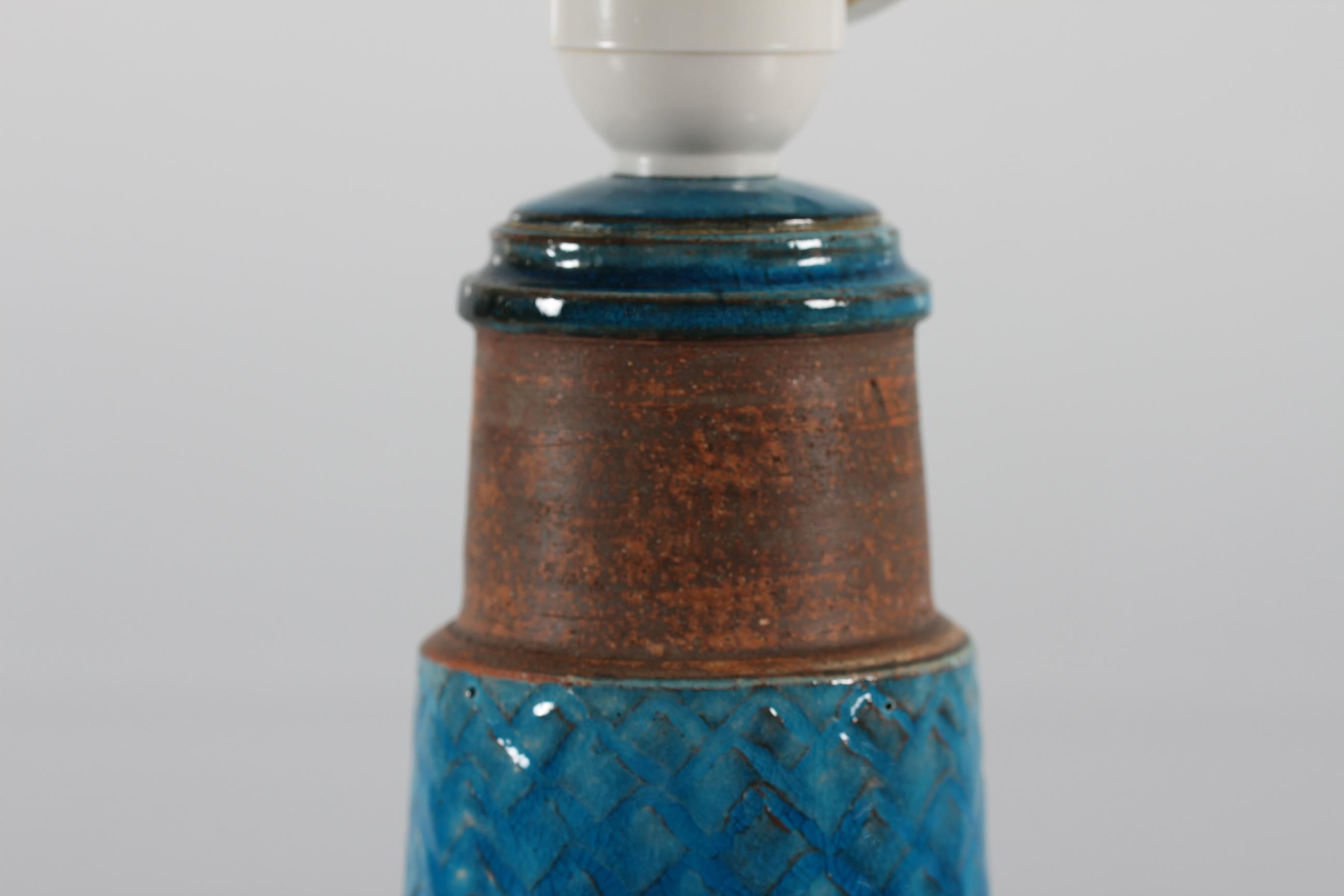 Herman a Kähler Table Lamp with Turquoise Glaze Made in Denmark Mid-Century 3