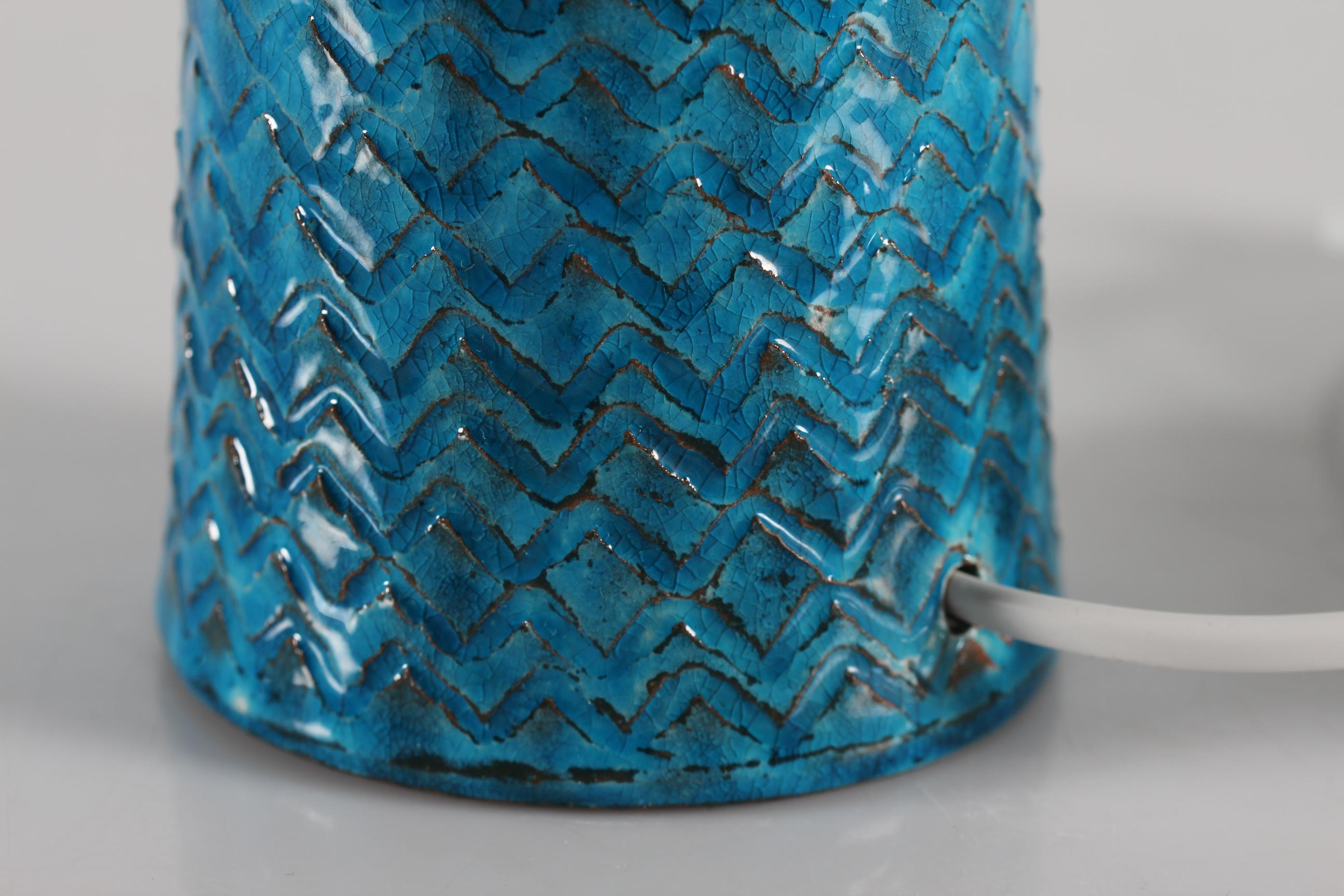 Herman a Kähler Table Lamp with Turquoise Glaze Made in Denmark Mid-Century In Good Condition In Aarhus C, DK
