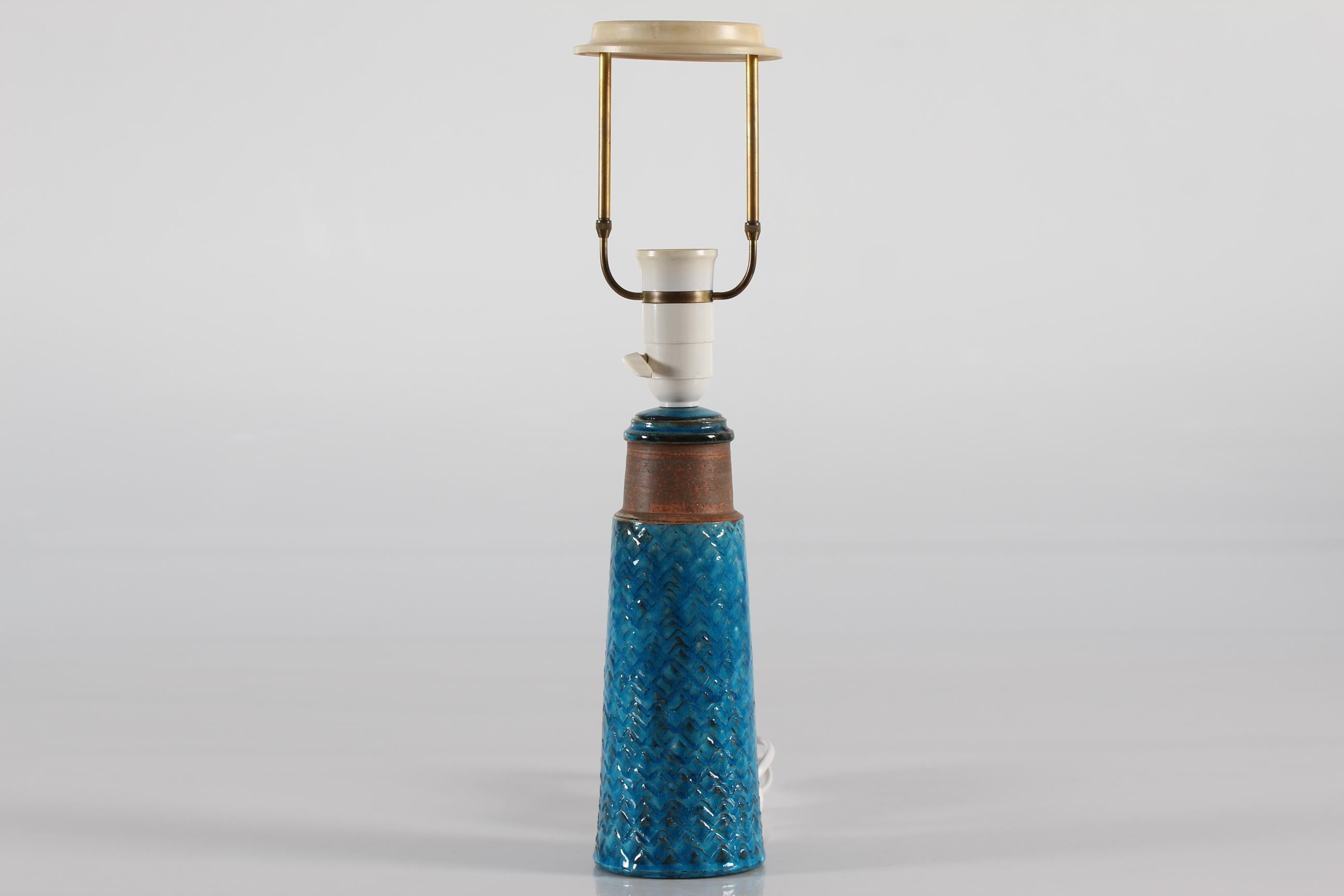 Ceramic Herman a Kähler Table Lamp with Turquoise Glaze Made in Denmark Mid-Century