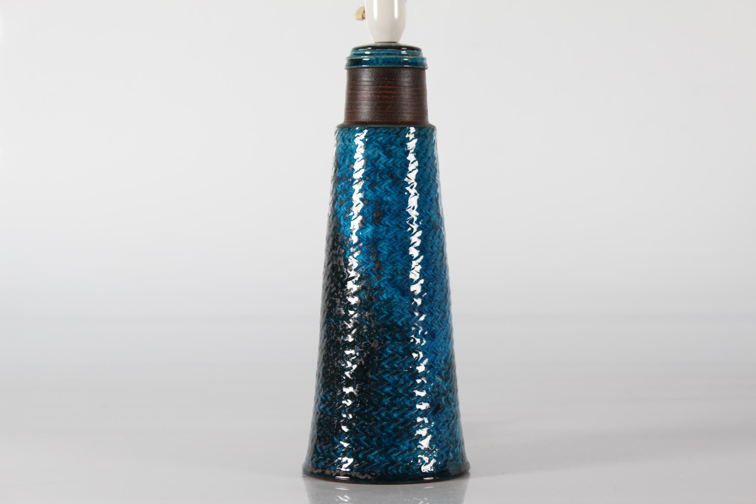 Herman A. Kähler Tall in 27 Table Lamp Turquoise Glaze Denmark Mid-Century For Sale 1