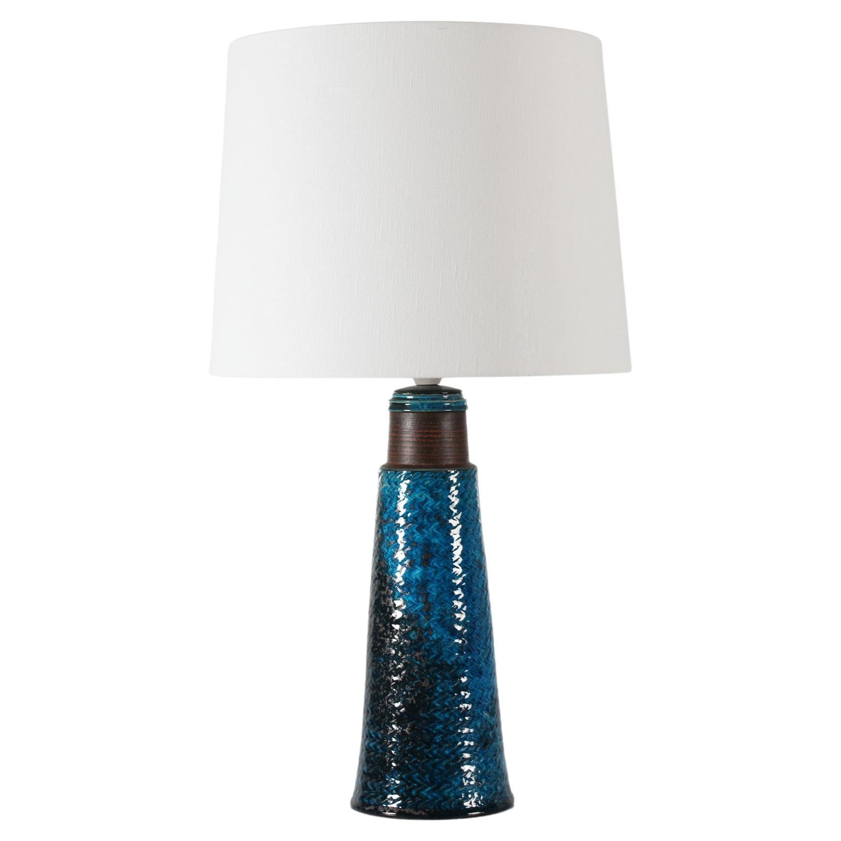 Herman A. Kähler Tall in 27 Table Lamp Turquoise Glaze Denmark Mid-Century For Sale