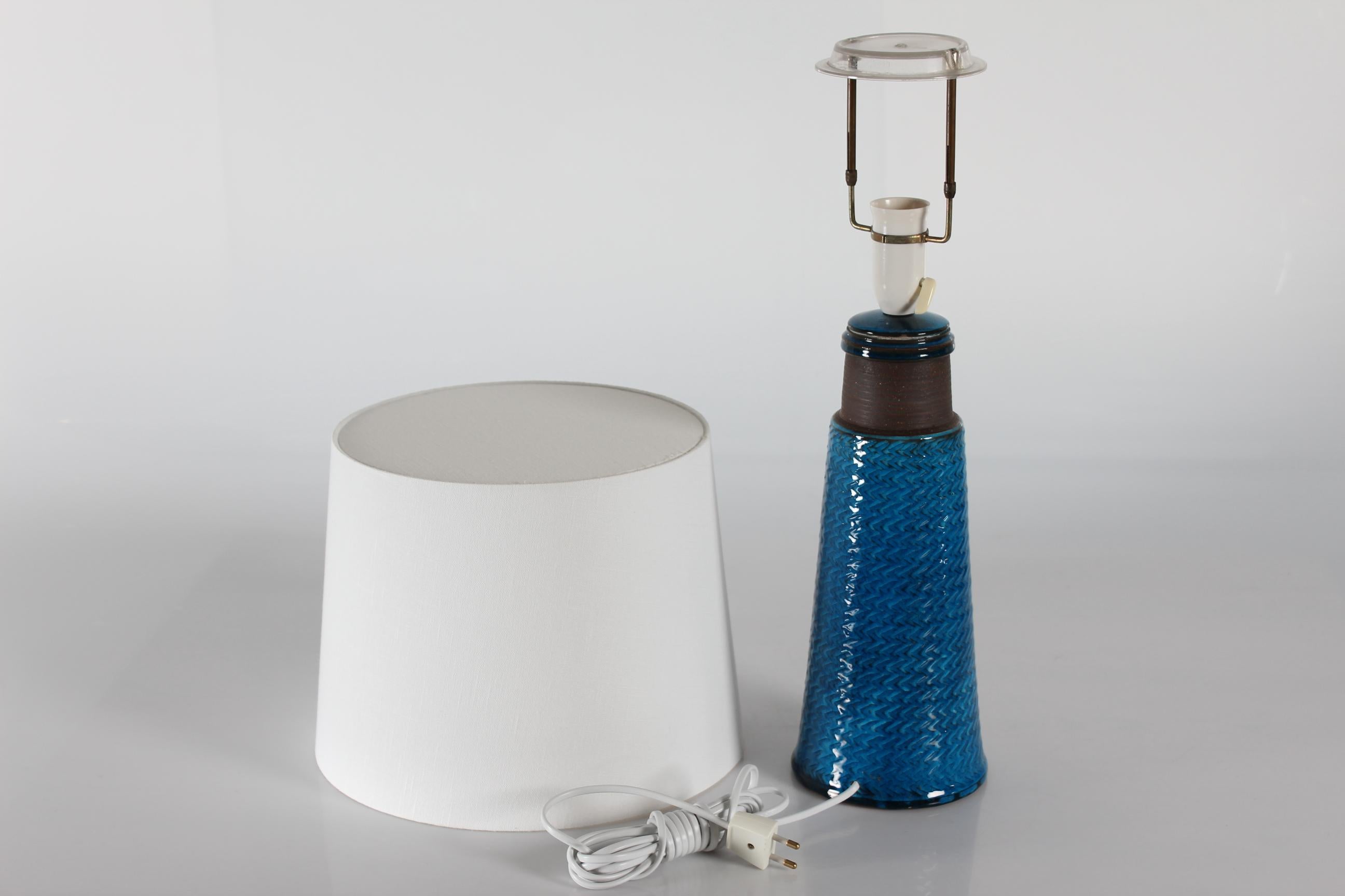 Herman A. Kähler TALL Table Lamp with Turquoise Glaze Denmark Mid-Century 1960s 2