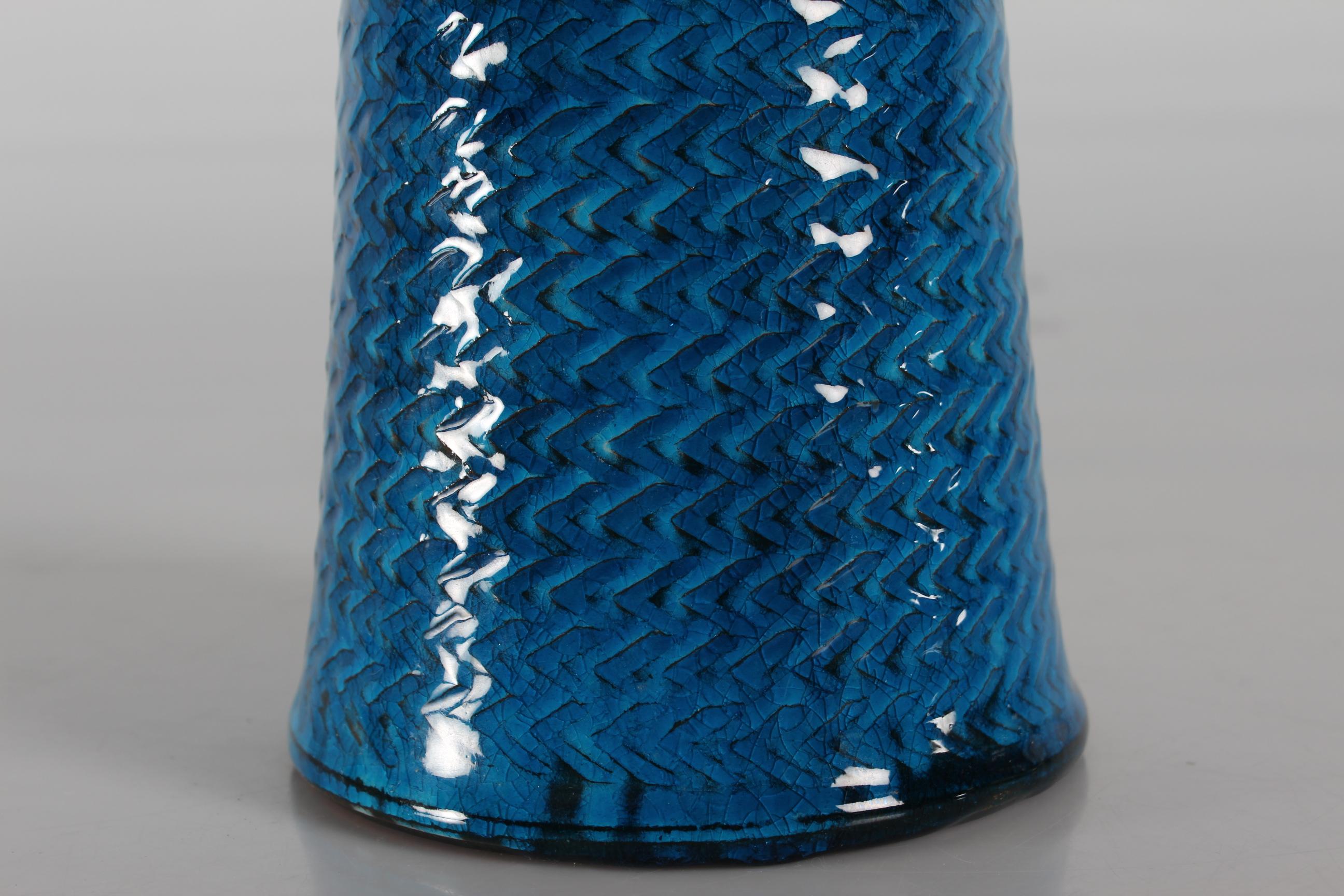 Scandinavian Modern Herman A. Kähler TALL Table Lamp with Turquoise Glaze Denmark Mid-Century 1960s