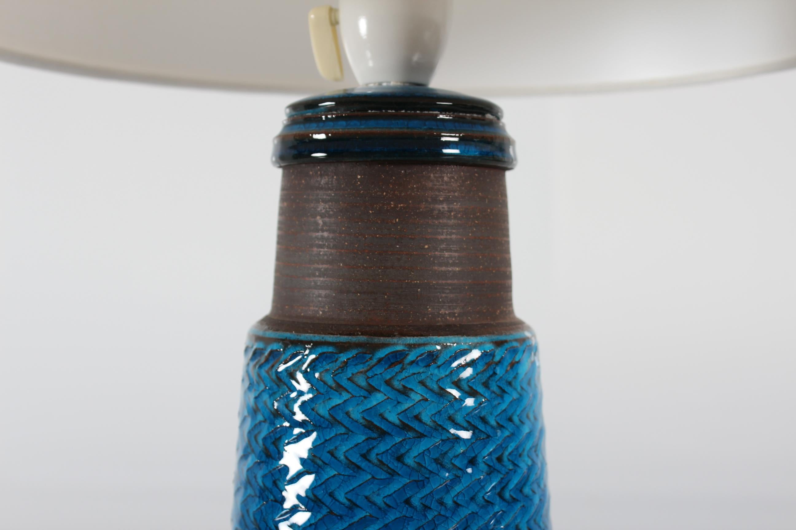 Danish Herman A. Kähler TALL Table Lamp with Turquoise Glaze Denmark Mid-Century 1960s