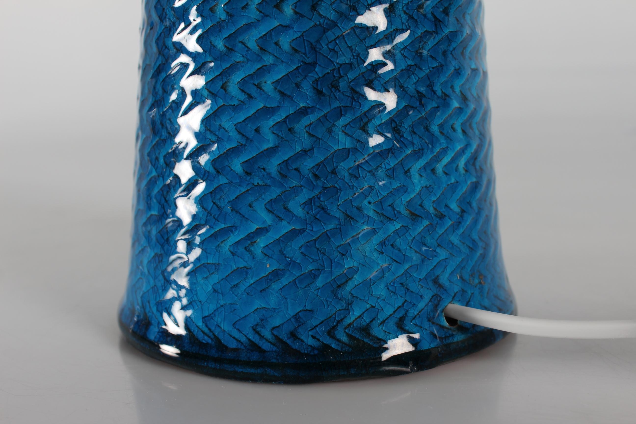 Herman A. Kähler TALL Table Lamp with Turquoise Glaze Denmark Mid-Century 1960s In Good Condition In Aarhus C, DK