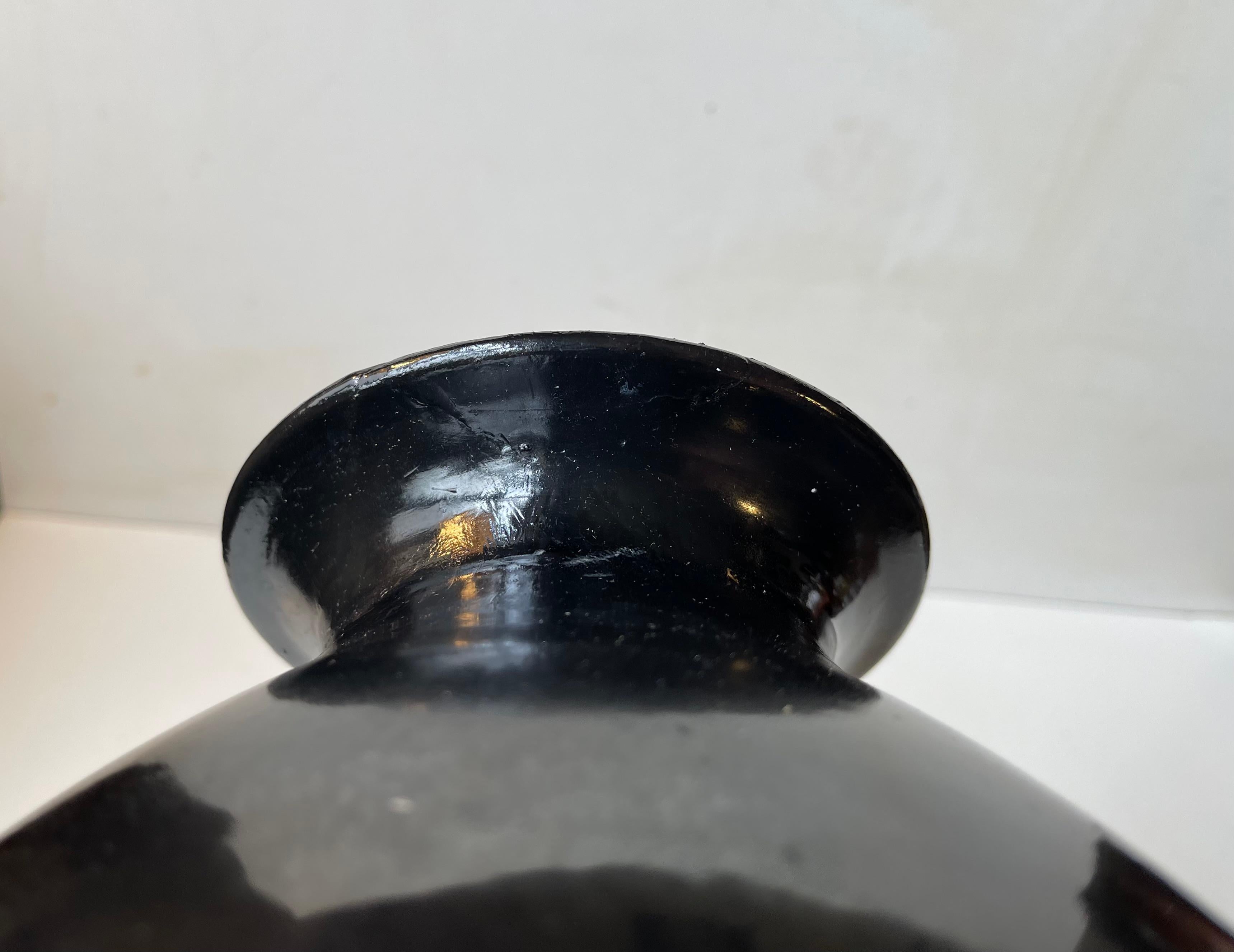 Herman August Kähler Antique Ceramic Floor Vase in Black Lustre Glaze For Sale 5