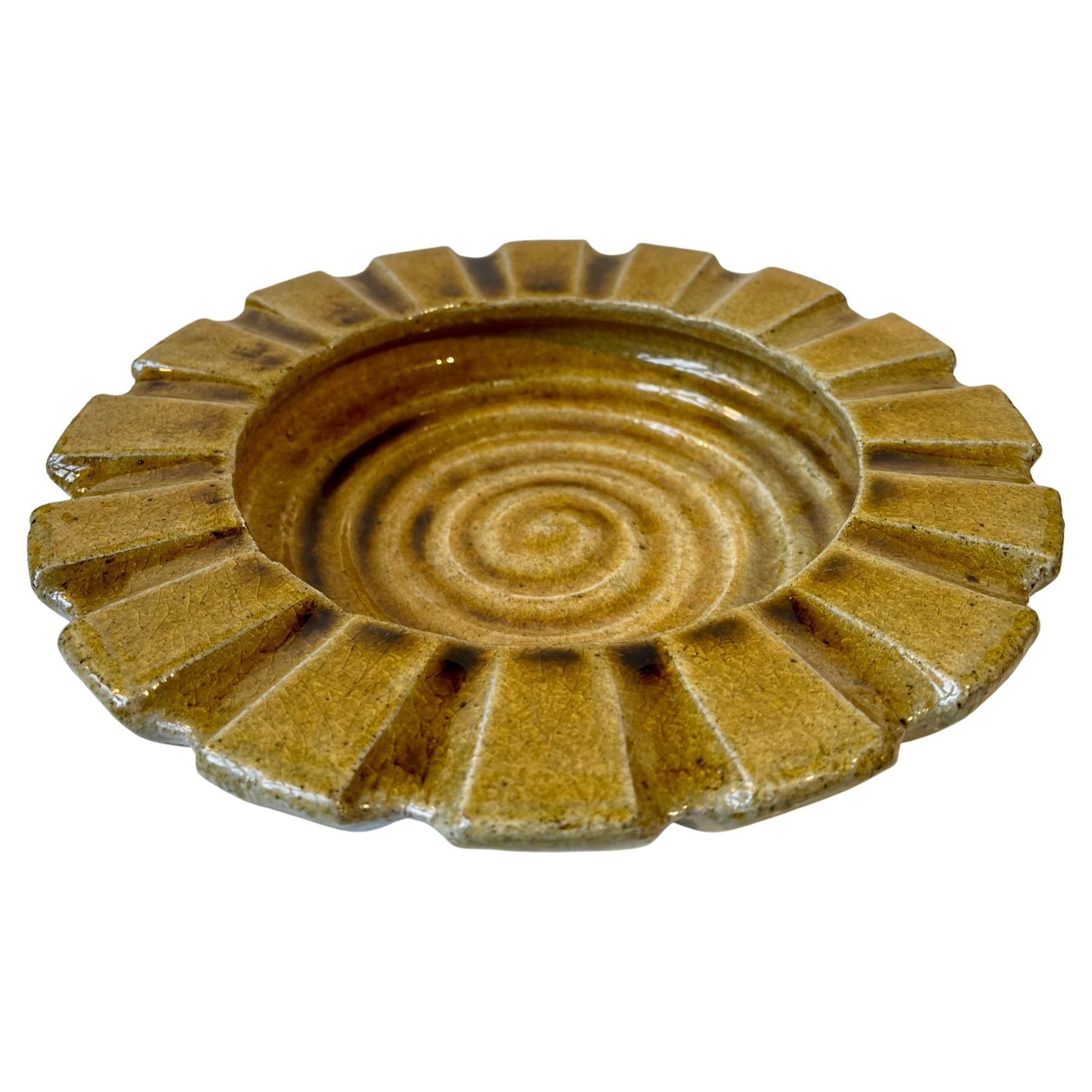 Herman August Kähler Art Deco Stoneware Bowl in Yellow Glaze, 1940s For Sale