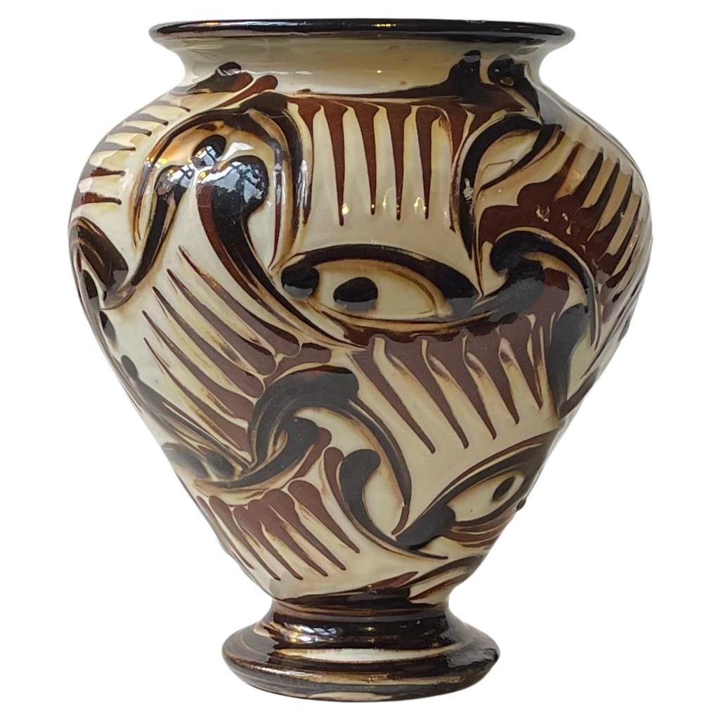 Herman August Kähler Glazed Abstract Art Deco Pottery Vase, 1920s