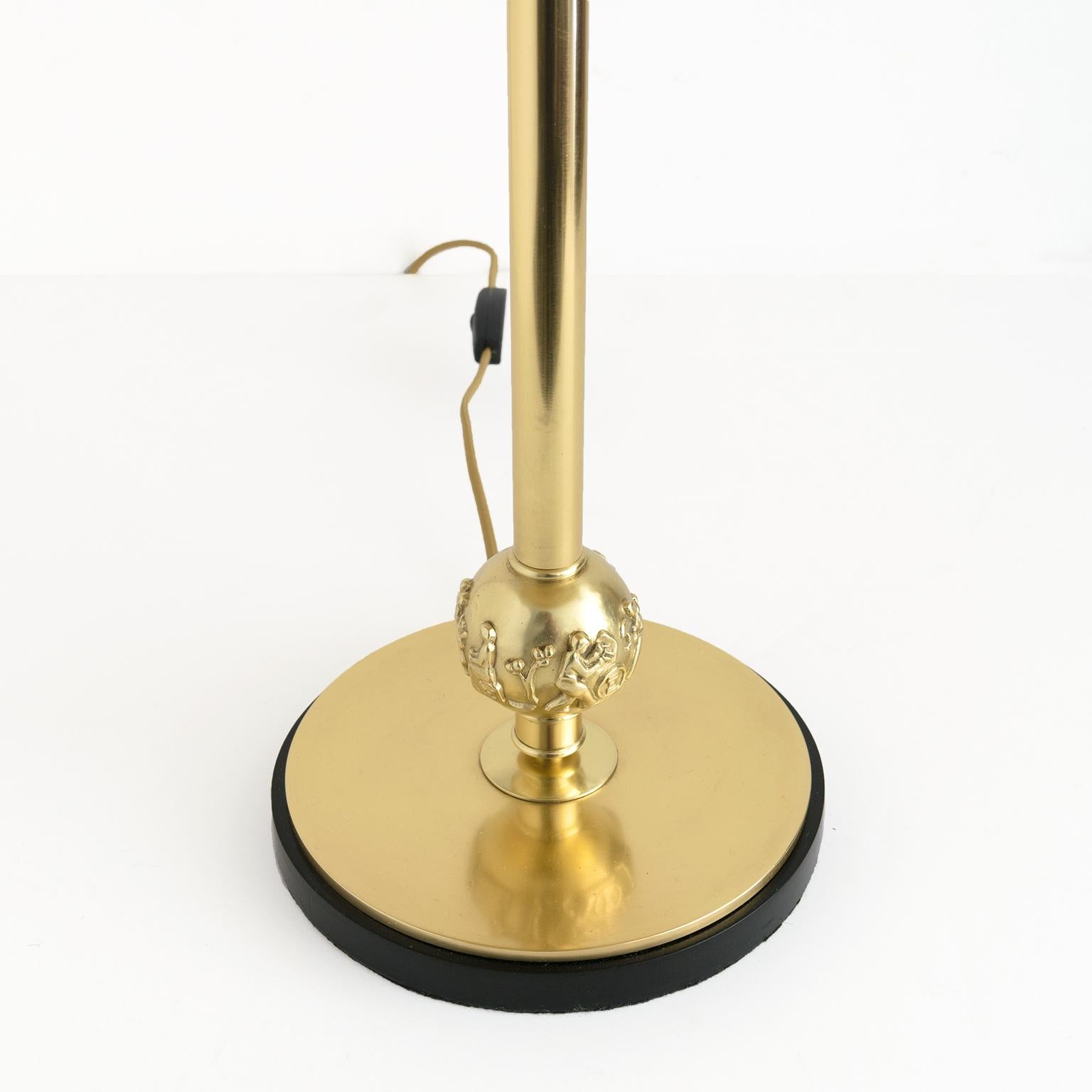 Herman Bergman, Swedish Art Deco, Swedish Grace, Polished Brass Column Lamp For Sale 4