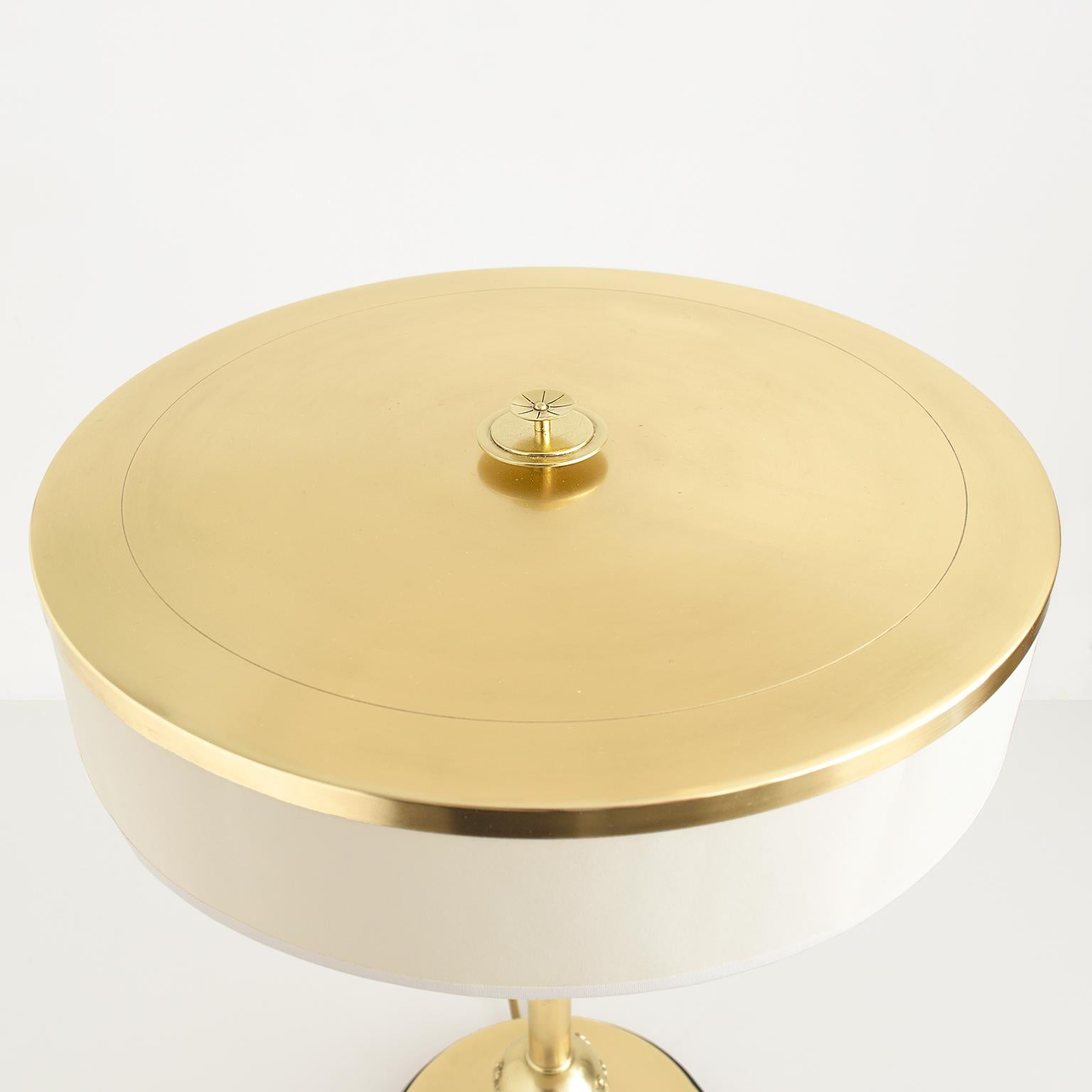 Scandinavian Herman Bergman, Swedish Art Deco, Swedish Grace, Polished Brass Column Lamp For Sale