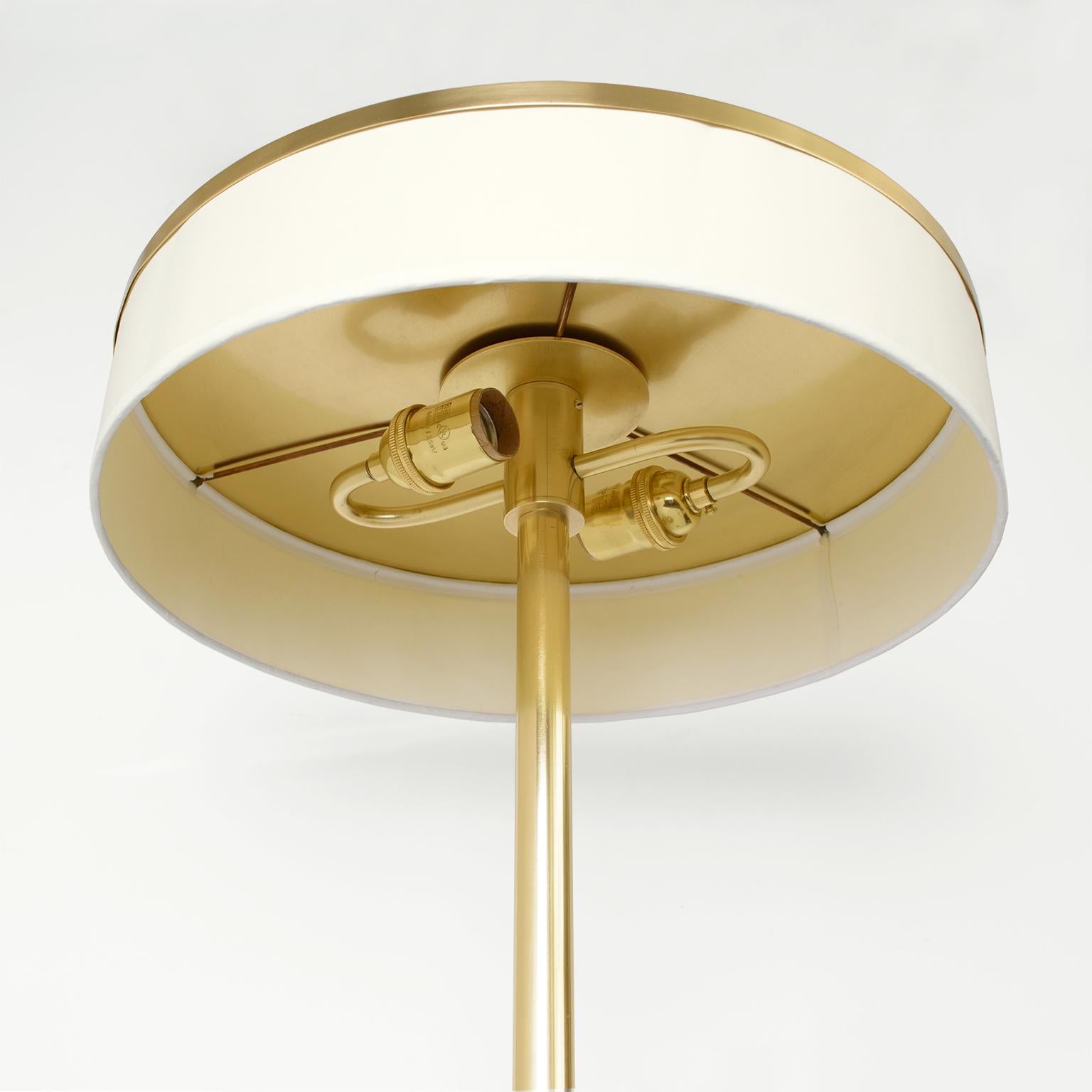 Cast Herman Bergman, Swedish Art Deco, Swedish Grace, Polished Brass Column Lamp For Sale