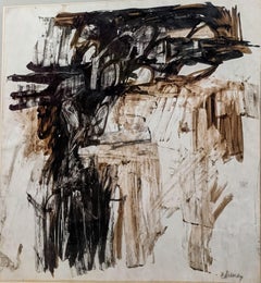 "Untitled," Herman Cherry, Brown and Black Abstract Expressionism