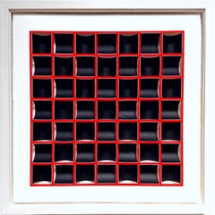 ZT 210307 - contemporary modern red & black abstract geometric painting relief