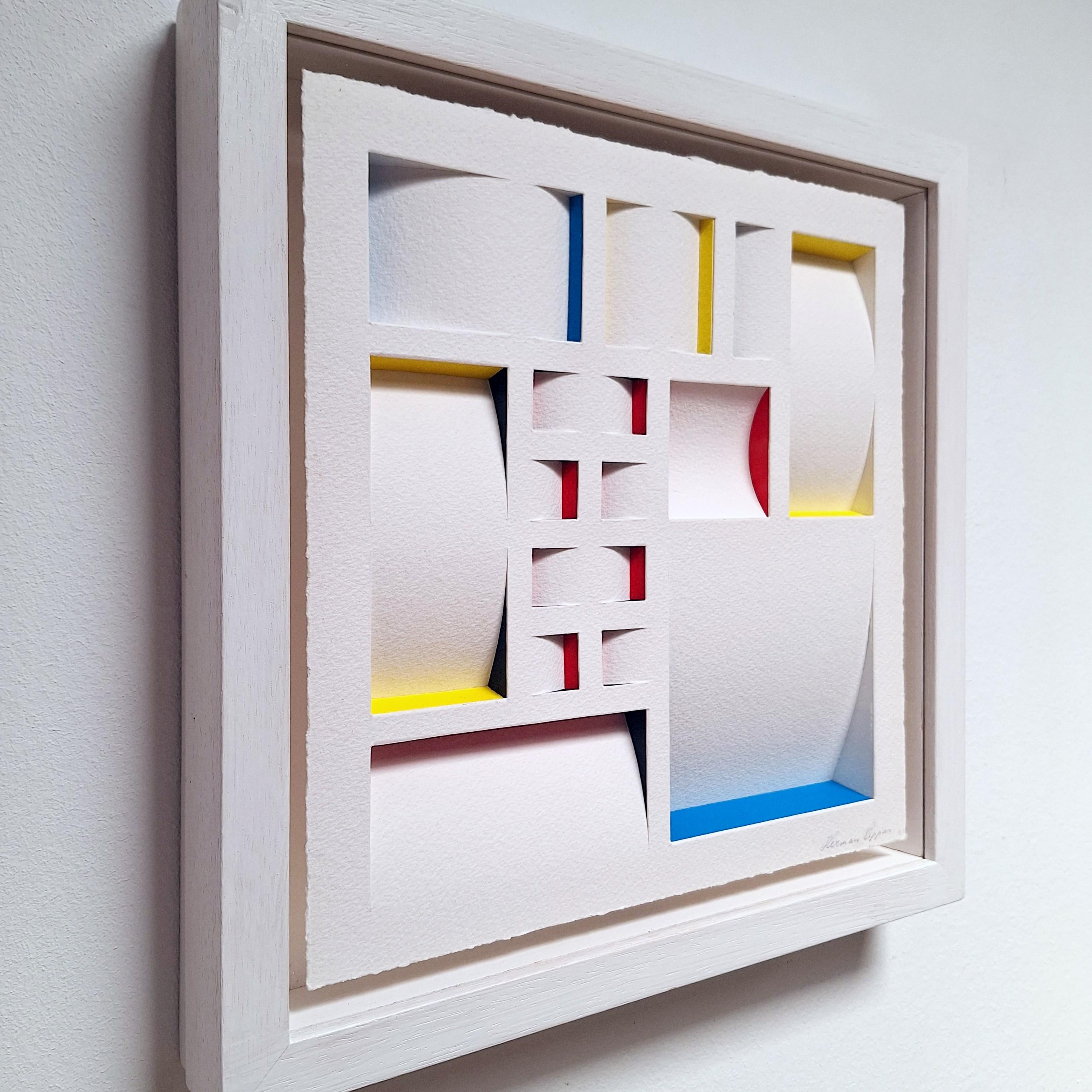 ZT 230112 - contemporary modern multicolor abstract geometric painting relief - Contemporary Sculpture by Herman Coppus