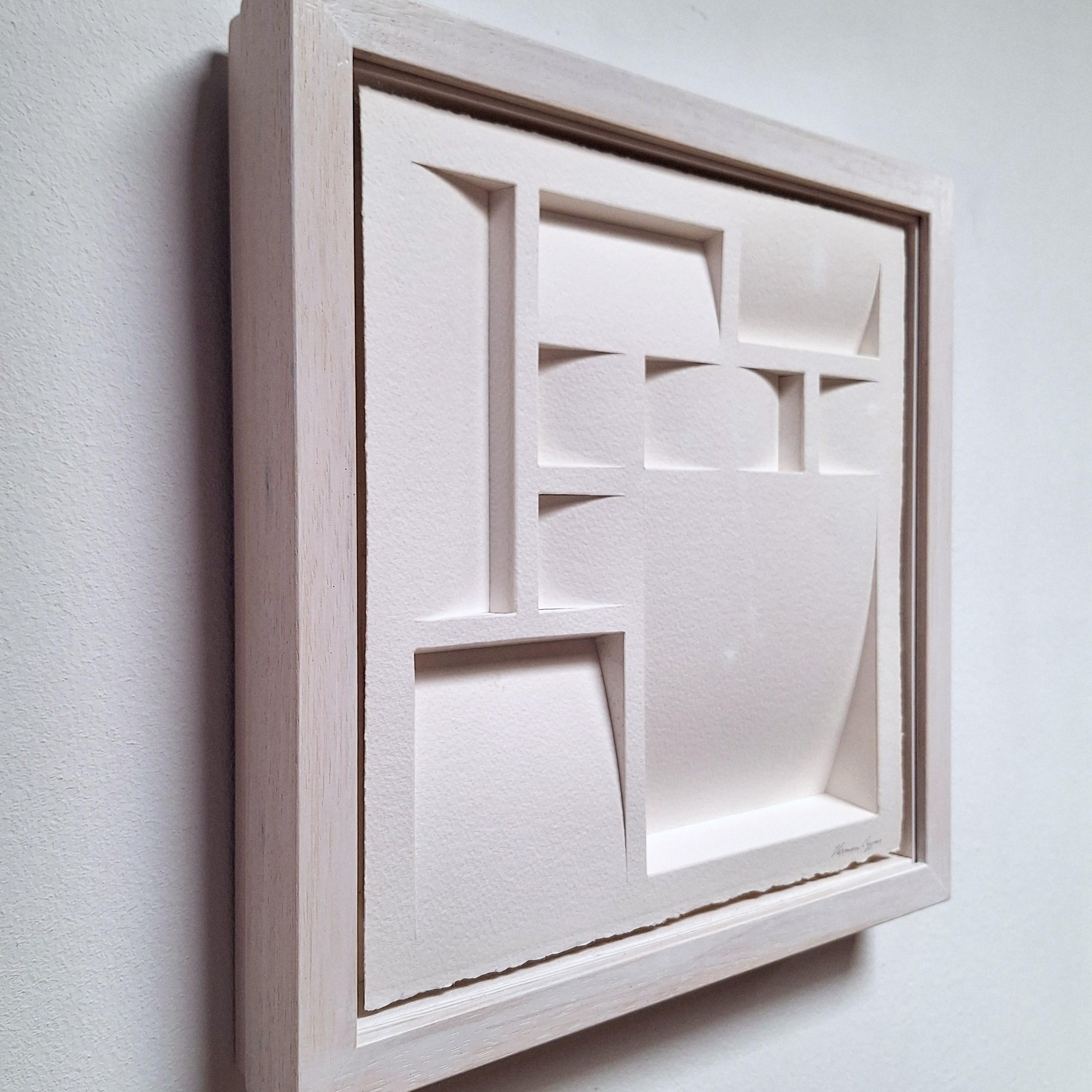 ZT 230604 - zeitgenössische moderne weiße abstrakte geometrische Malerei Relief (Zeitgenössisch), Painting, von Herman Coppus