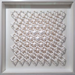 ZT 240303 - contemporary modern all white abstract geometric painting relief